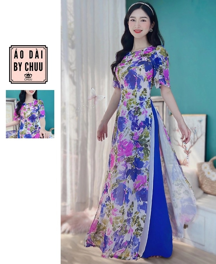 Áo Dài Cổ Sen 4T AD9143 (áo lẻ)
