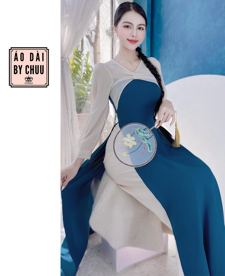 Áo Dài Pha Tơ Nơ Bạch Tuyết AD1356 (áo lẻ)