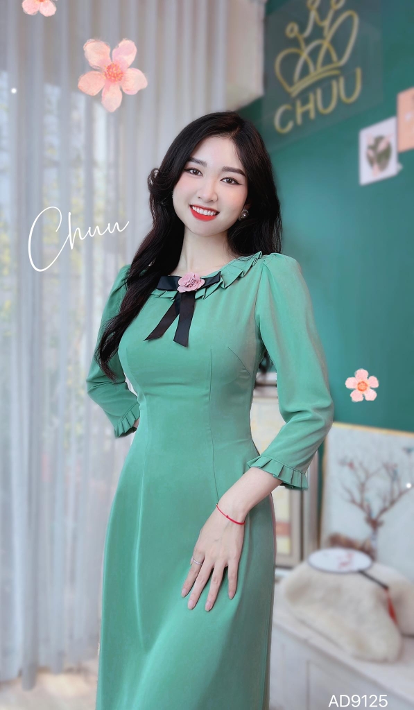 Áo Dài Cổ Mặt Trời AD9125 (áo lẻ)