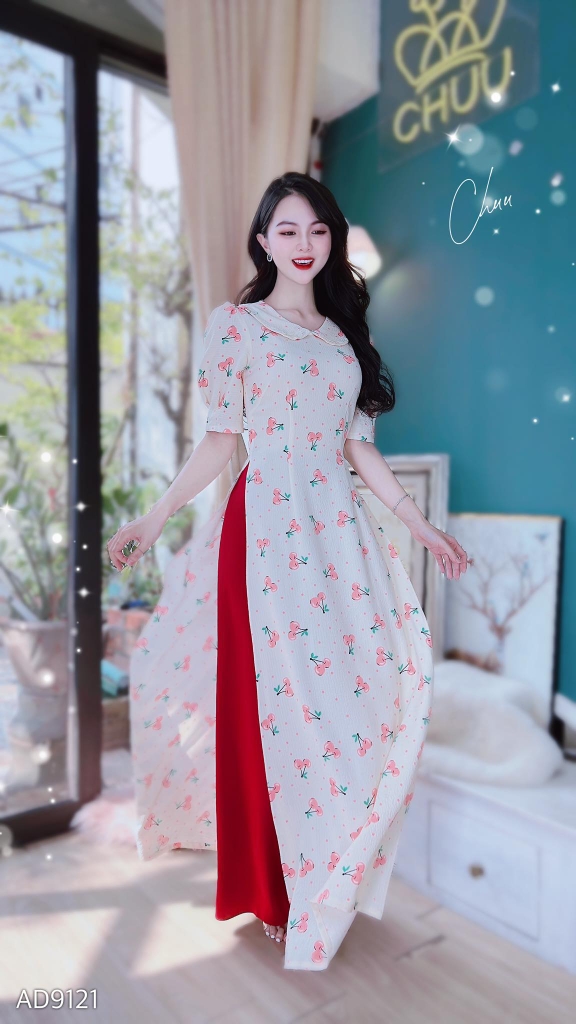 Áo Dài Xốp Cổ Sen AD9121 (áo lẻ)