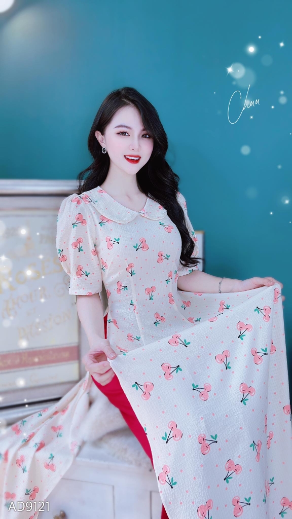 Áo Dài Xốp Cổ Sen AD9121 (áo lẻ)