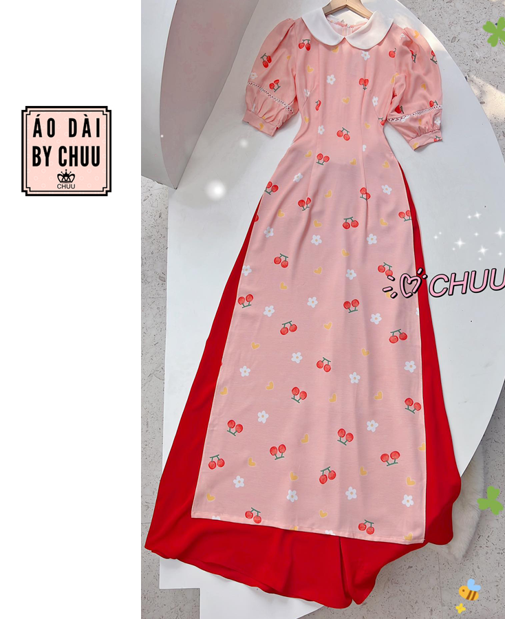 Áo Dài Cổ Sen Tay Ren X AD1330 (áo lẻ)