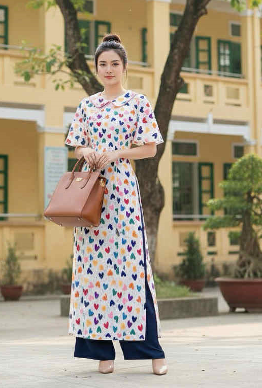 Áo Dài Cổ Sen Tròn Xoe AD1344 (áo lẻ)
