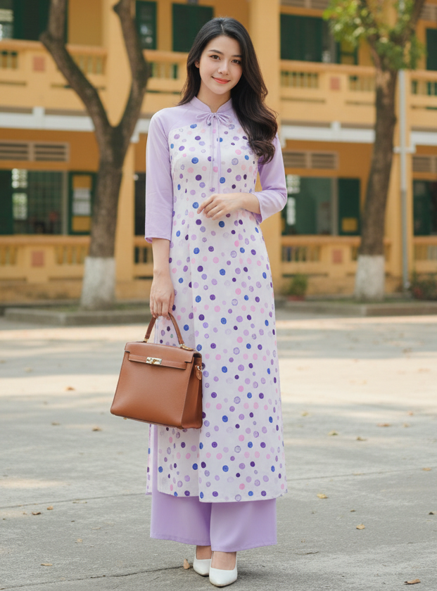 Áo Dài Hoa 4 Cánh AD9190 (áo lẻ)