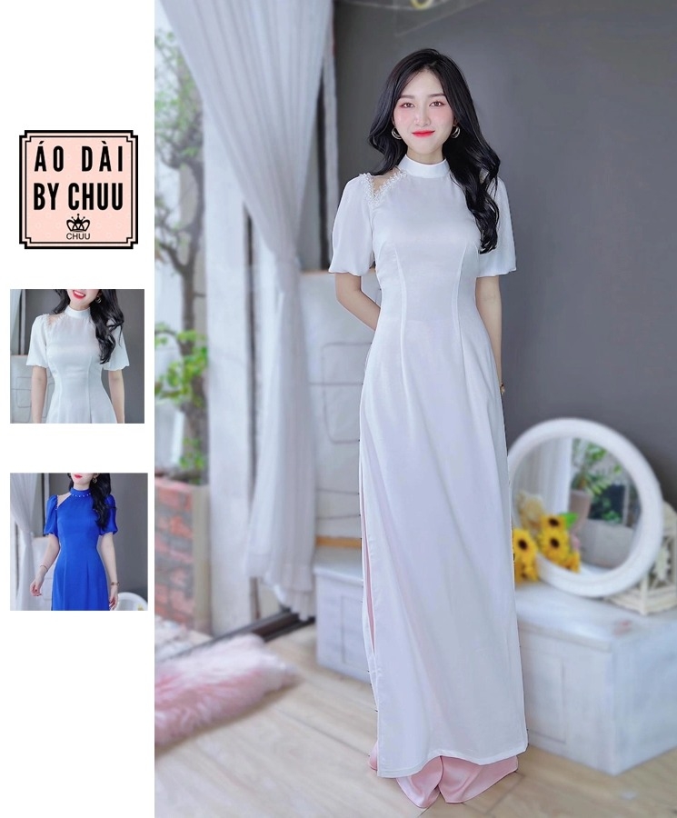 Áo Dài Pha Lưới Cổ Trụ AD8032 (áo lẻ)