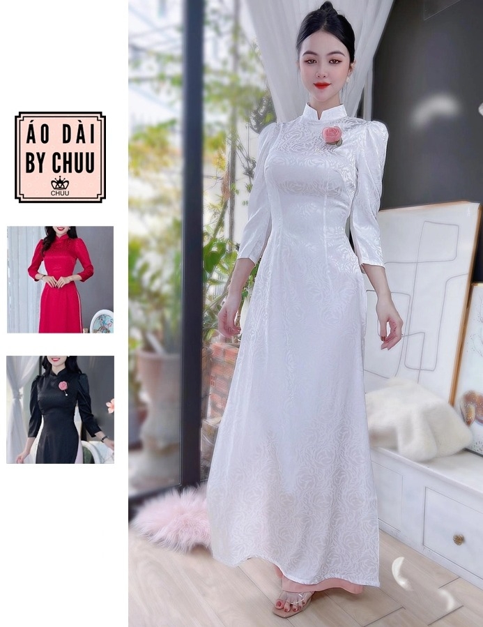 Áo Dài Gấm Tay Bồng AD8005 (áo lẻ)