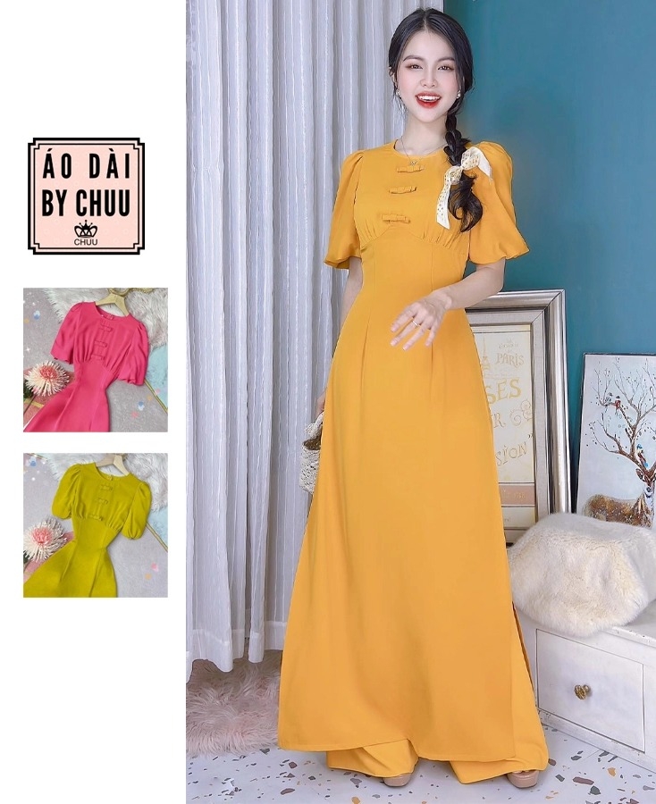 Áo Dài Tay Bồng 3 Nơ AD9178 (áo lẻ)
