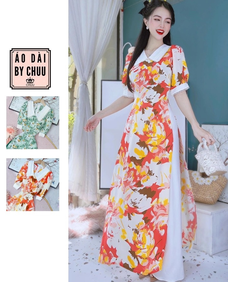 Áo Dài Mango Cổ Xếp Li AD9186 (áo lẻ)