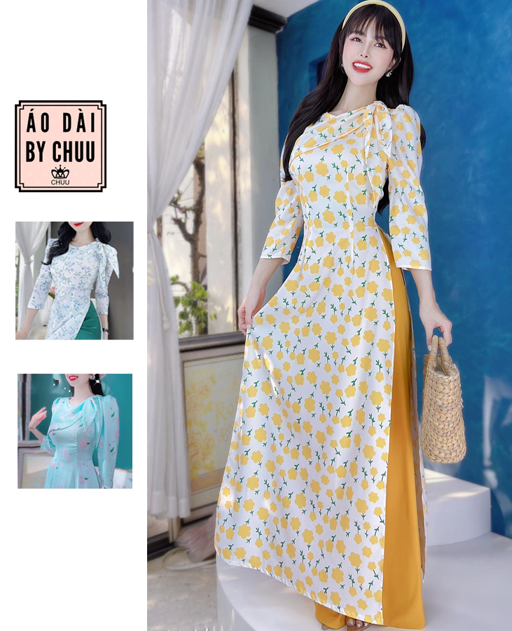 Áo Dài Nơ Thỏ Đắp AD8028 (áo lẻ)