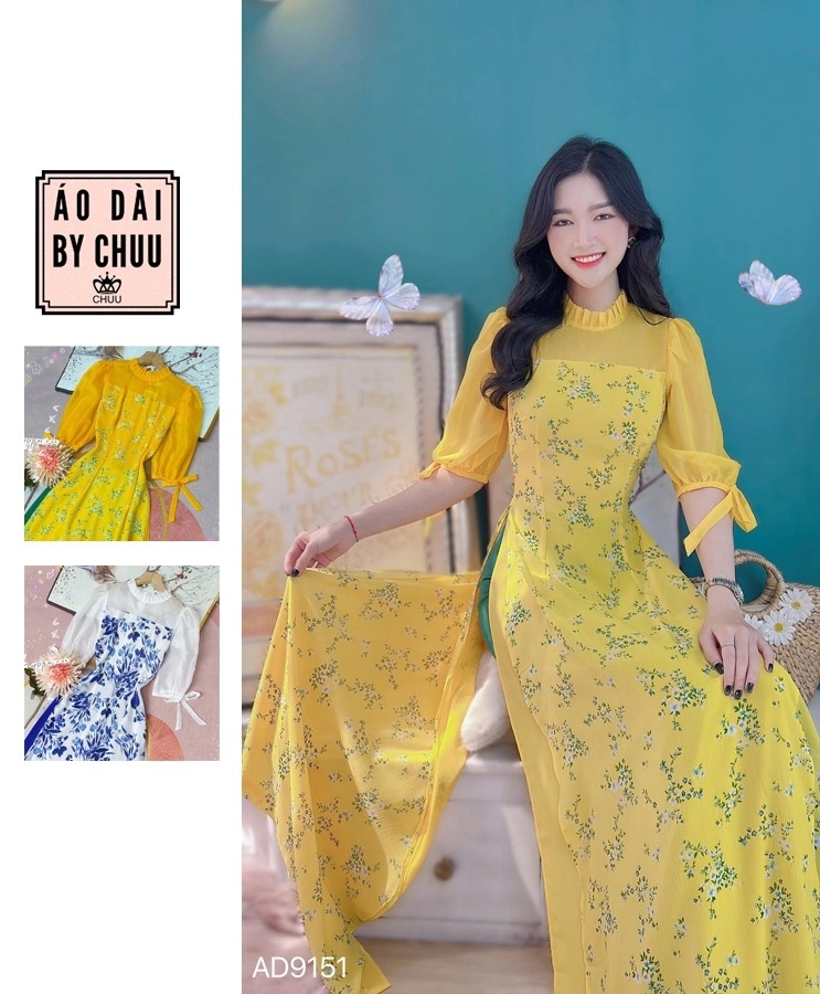 Áo Dài 4T Tay Bồng Nơ AD9151 (áo lẻ)