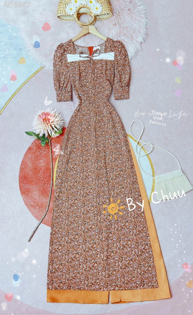 Áo Dài Nơ Chít 2cm AD8057 (áo lẻ)