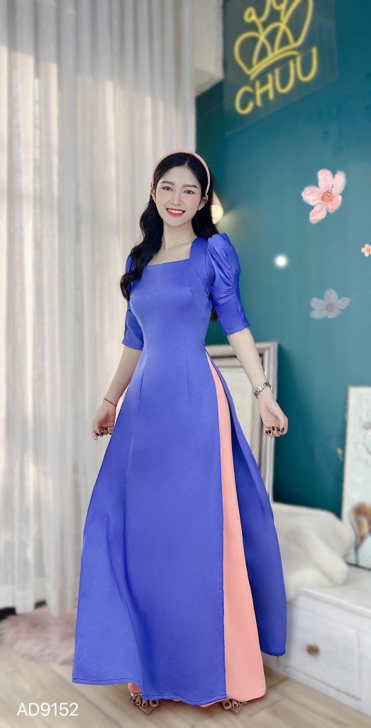 Áo Dài Cổ U Tay Nhún AD9152 (áo lẻ)