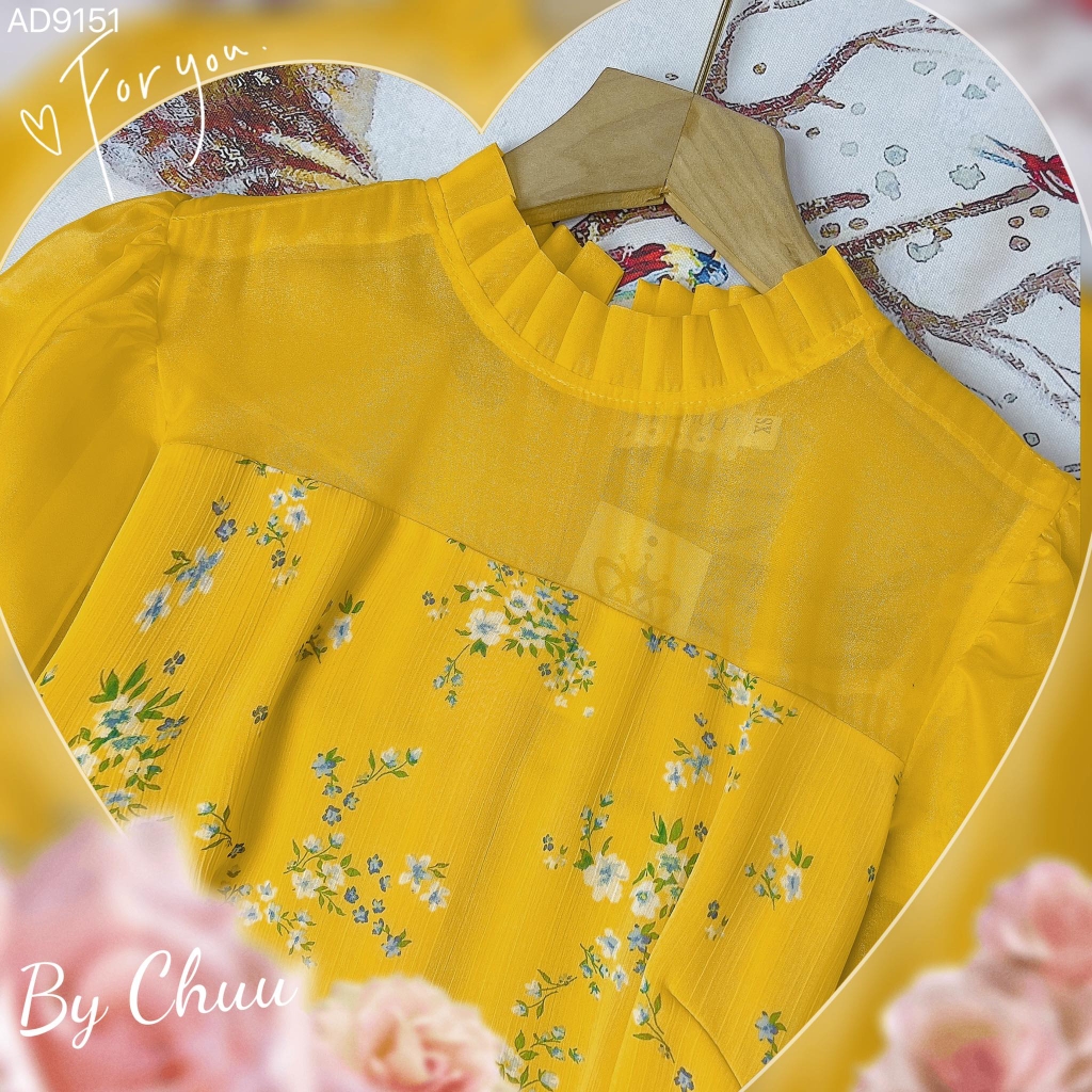 Áo Dài 4T Tay Bồng Nơ AD9151 (áo lẻ)