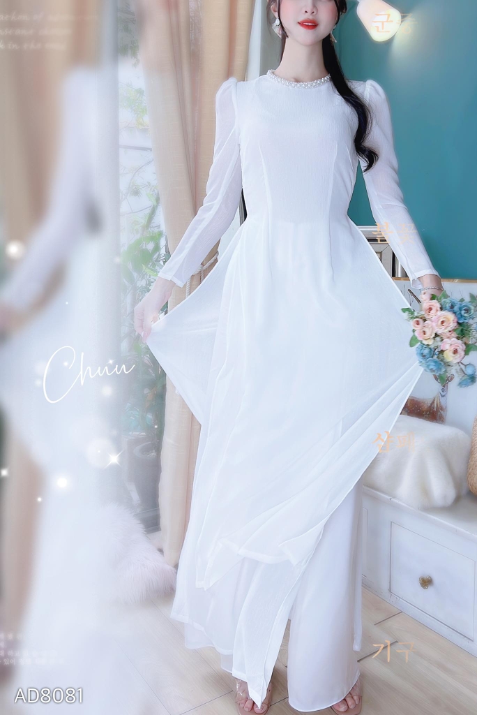 Áo Dài 4T Vải Xước Cổ Viền Ngọc AD8081 (áo lẻ)