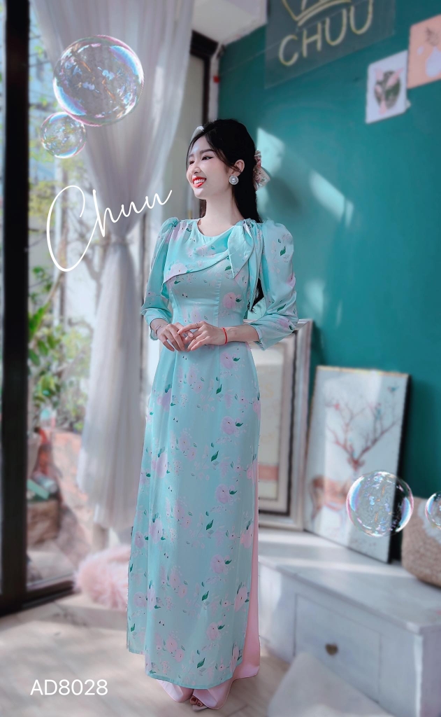 Áo Dài Nơ Thỏ Đắp AD8028 (áo lẻ)