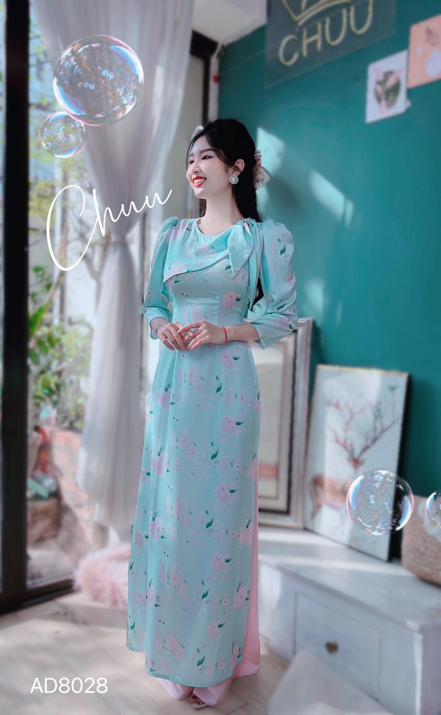 Áo Dài Nơ Thỏ Đắp AD8028