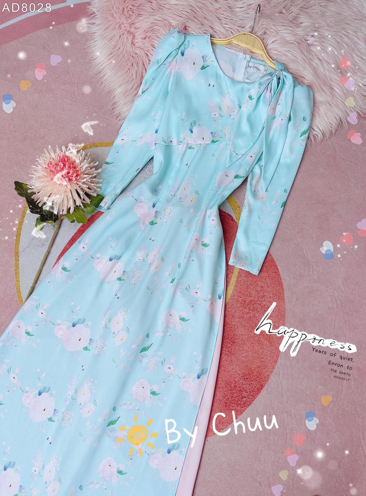 Áo Dài Nơ Thỏ Đắp AD8028 (áo lẻ)