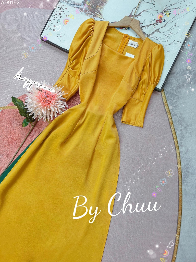 Áo Dài Cổ U Tay Nhún AD9152 (áo lẻ)