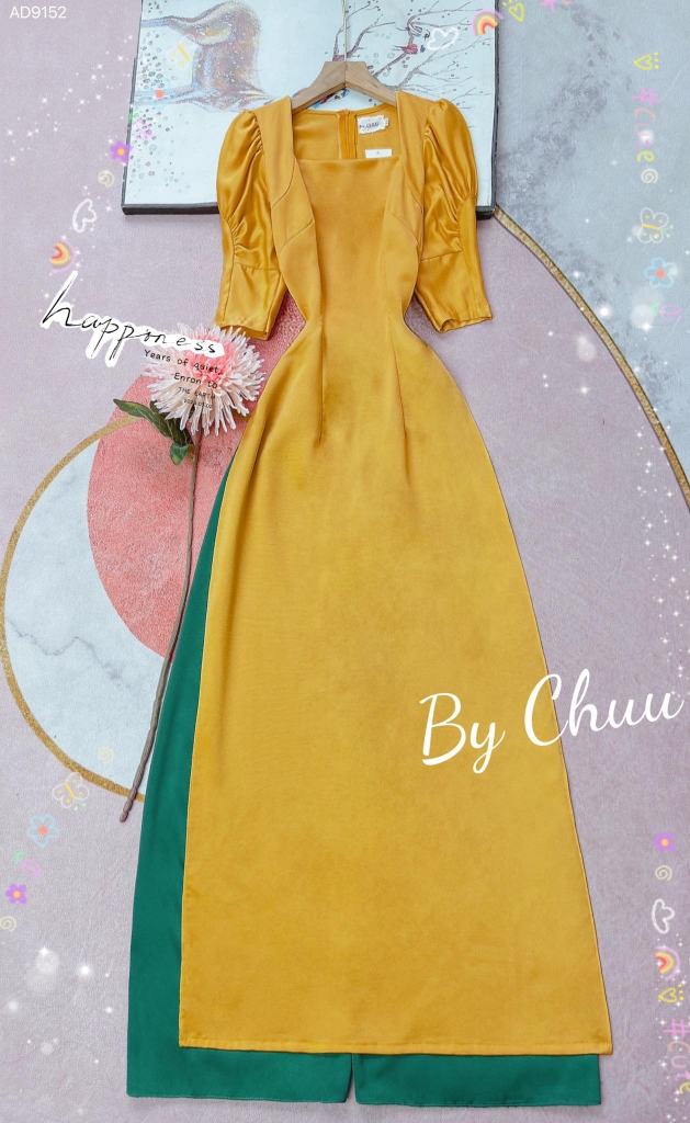 Áo Dài Cổ U Tay Nhún AD9152 (áo lẻ)
