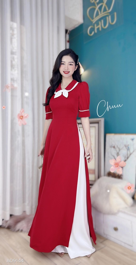 Áo Dài Cổ Đôi AD9144 (áo lẻ)