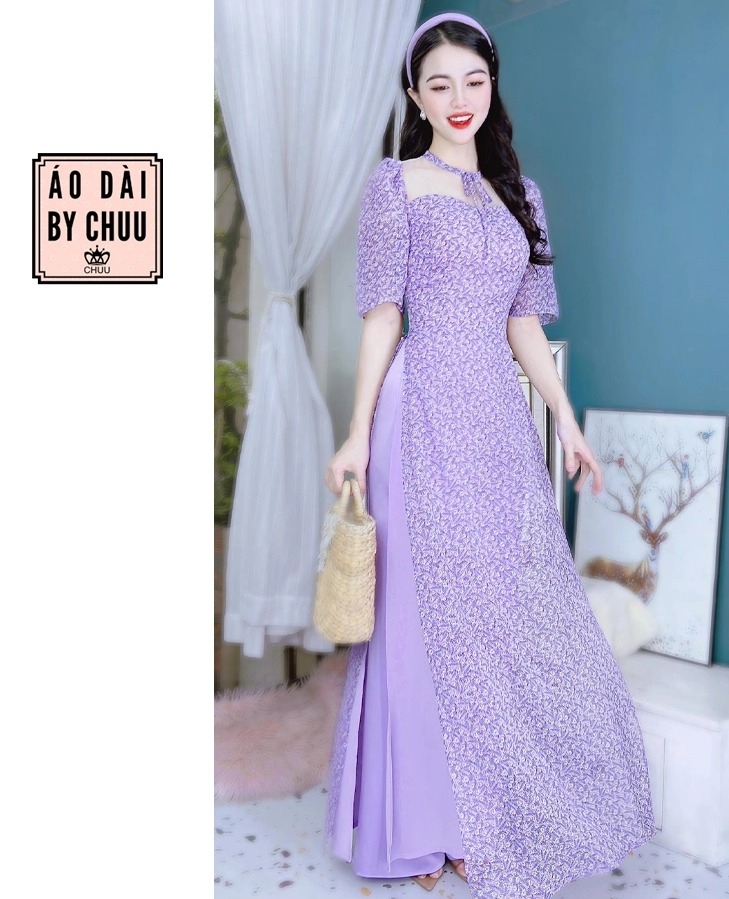 Áo Dài 4T Cổ Lưới Nơ AD9183 (áo lẻ)