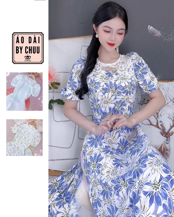 Áo Dài Ren Đối Xứng AD8076 (áo lẻ)