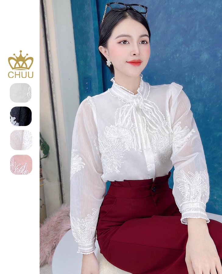 Áo Sơ Mi Thêu Cúc Hoàng Kim A1508