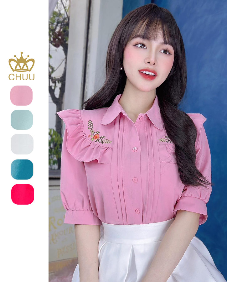 Áo Sơ Mi Thêu Hoa Choco A9472