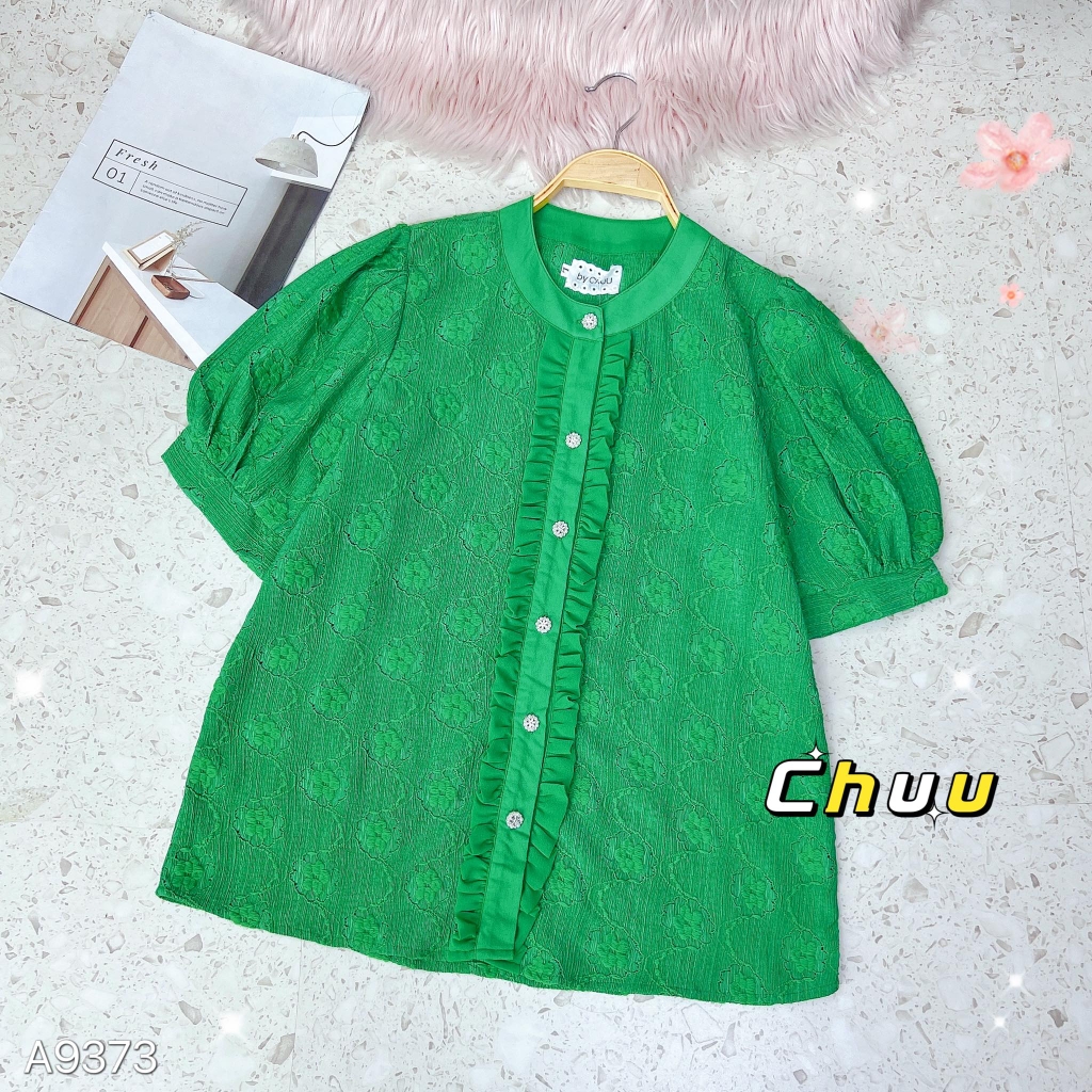 Áo Sơ Mi Ren Nút Hoa A9373