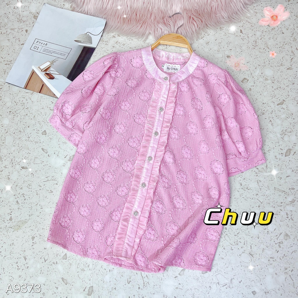 Áo Sơ Mi Ren Nút Hoa A9373