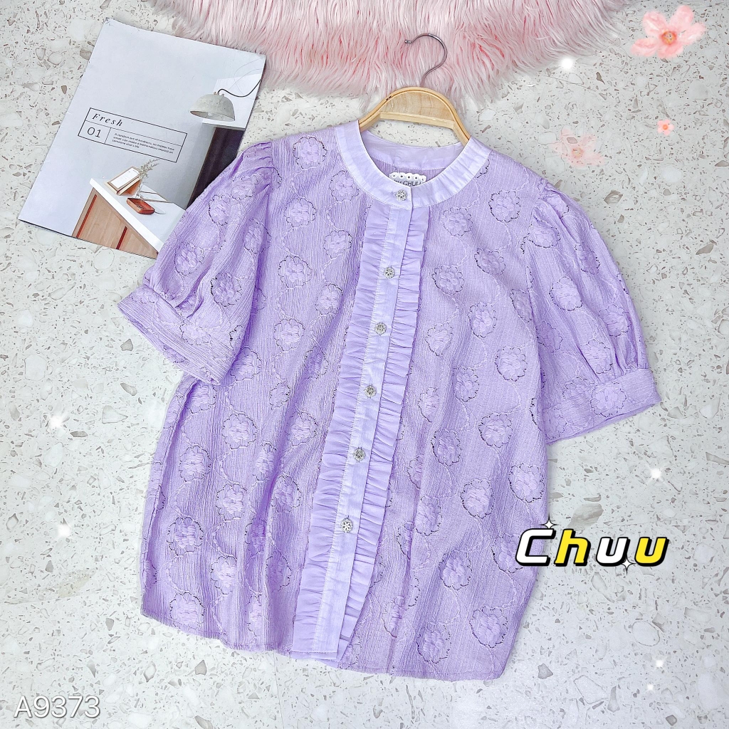 Áo Sơ Mi Ren Nút Hoa A9373