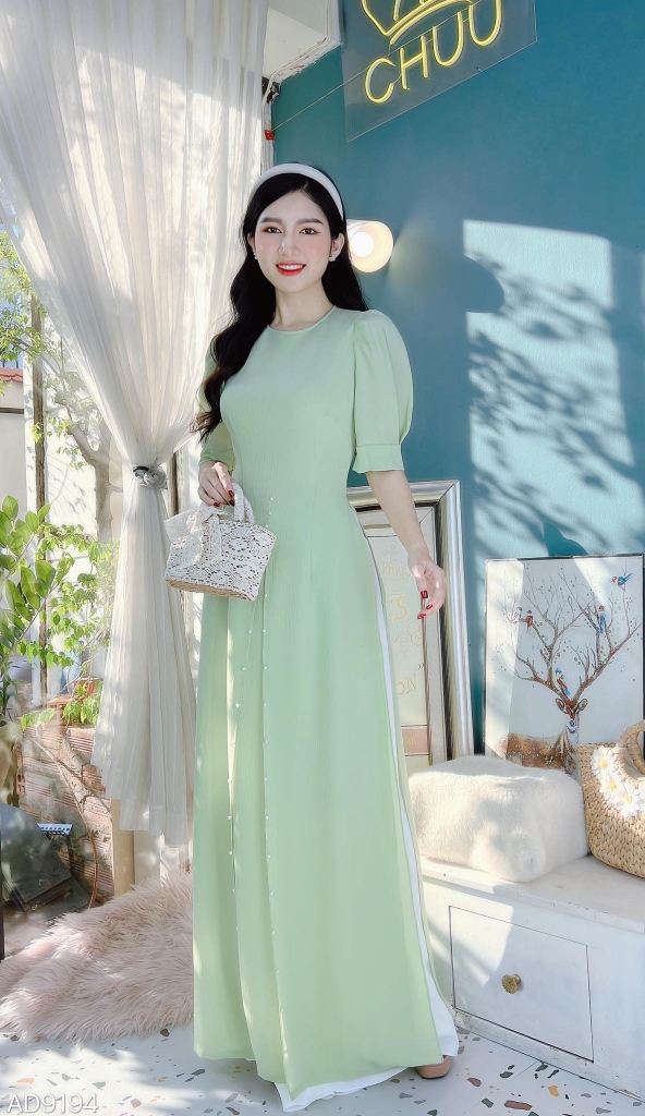Áo Dài Tăm Tứ Thân 3T Ngọc AD9194 (áo lẻ)