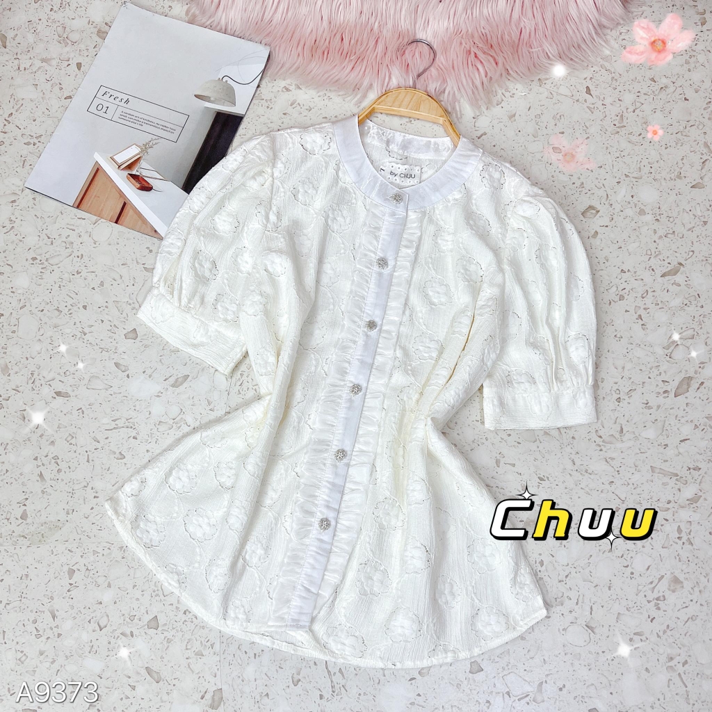 Áo Sơ Mi Ren Nút Hoa A9373