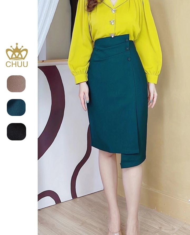 Chân váy bút chì đen công sở dáng dài CV03-25 | Thời trang công sở K&K  Fashion