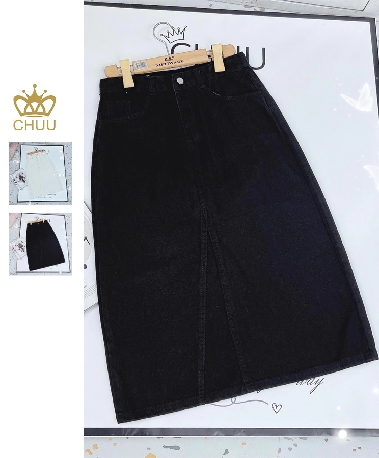 Chân váy nữ dáng ngắn xoè xếp ly lưng cao chất liệu jeans mềm V13  semclothes - MixASale