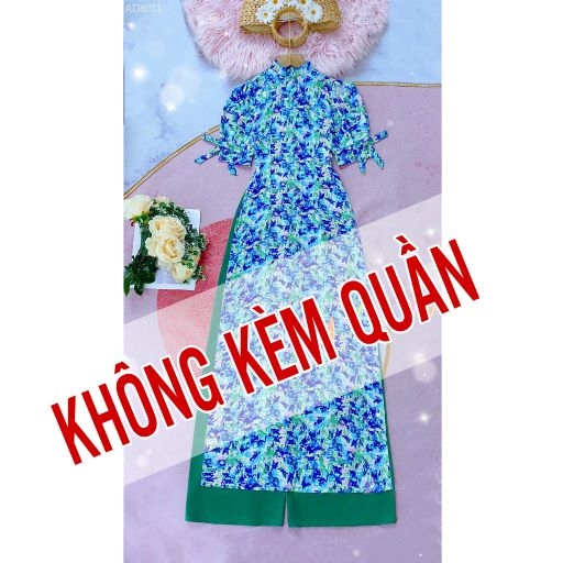 Áo Dài Hoa Mango Tay Nơ AD8011 (áo lẻ)
