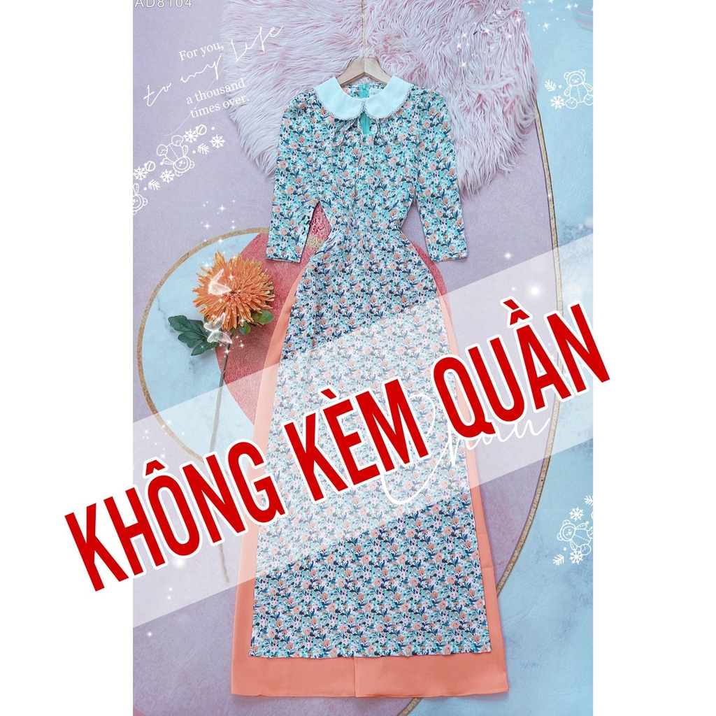 Áo Dài Cổ Sen Trắng AD8104 (áo lẻ)
