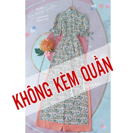 Áo Dài Hoa Mango Tay Nơ AD8011 (áo lẻ)