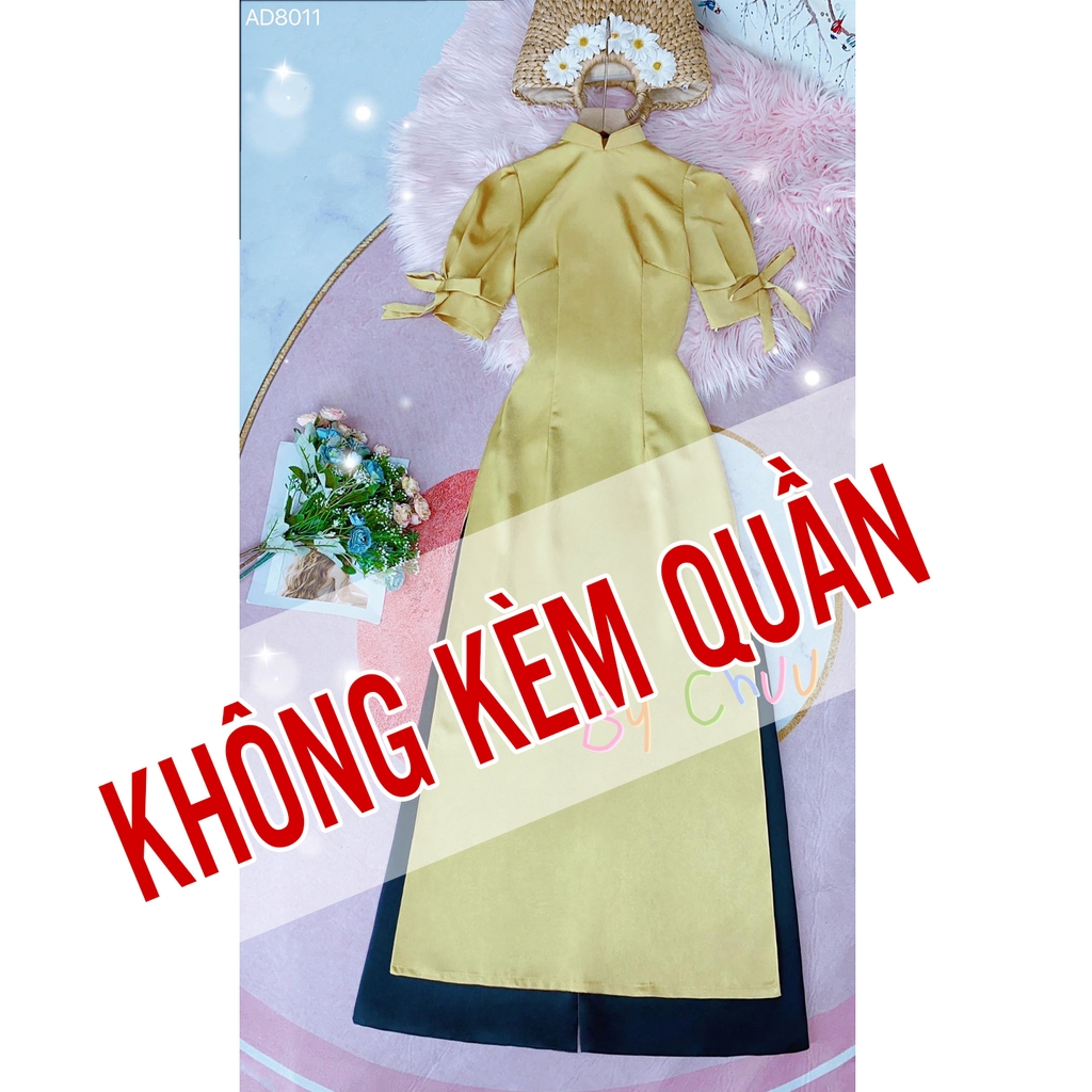 Áo Dài Hoa Mango Tay Nơ AD8011 (áo lẻ)