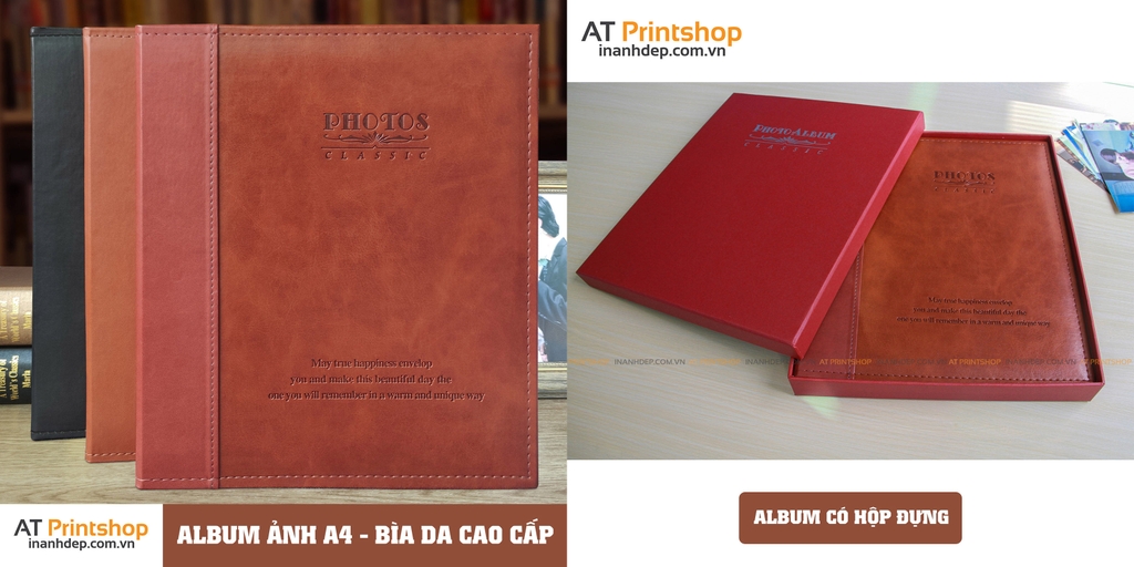 album ảnh A4 bìa da