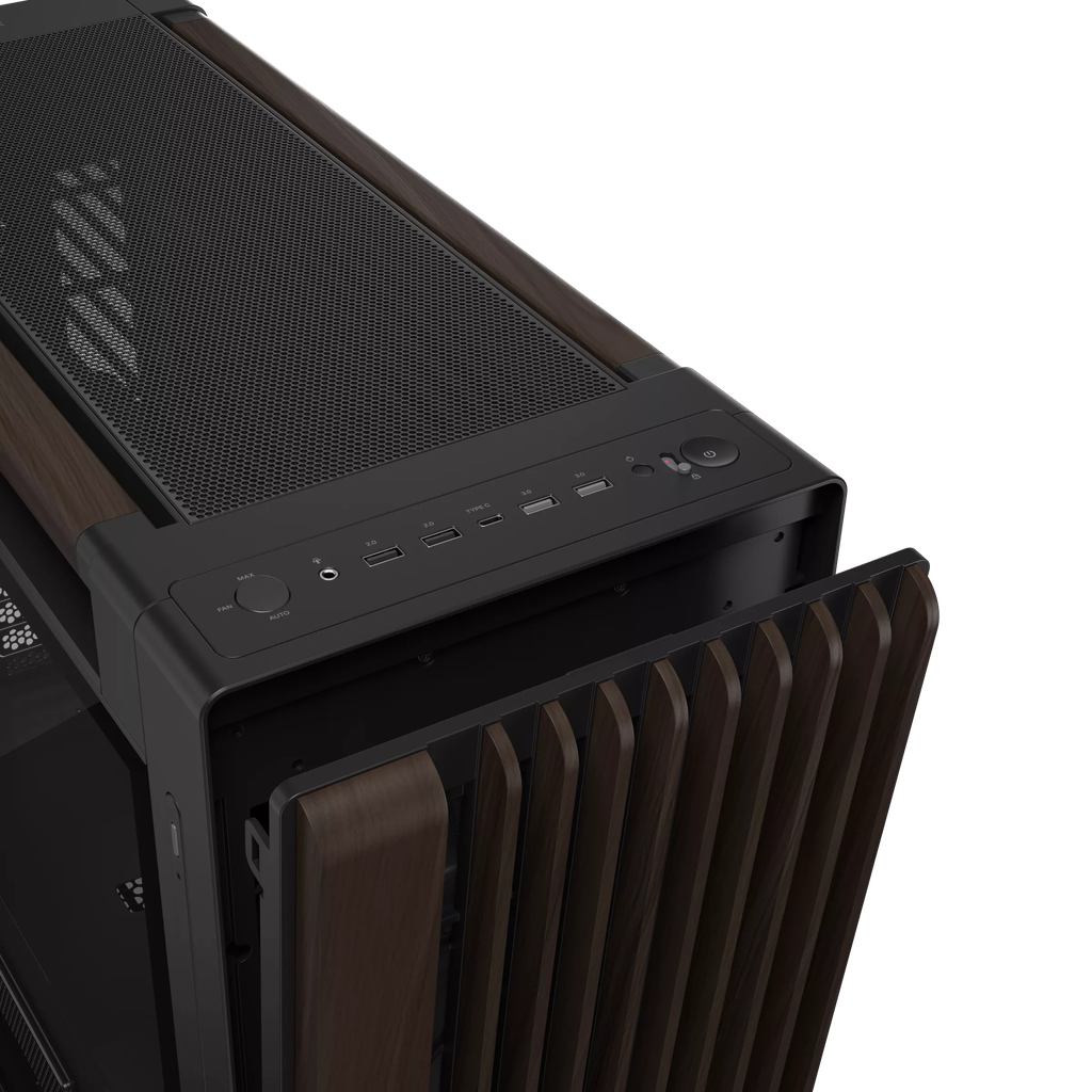 Case máy tính Asus ProArt PA602 Walnut Wood Edition Modern Black Tempered Glass