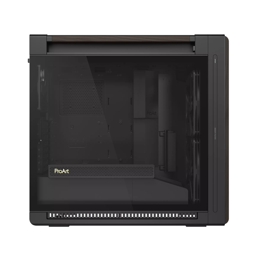 Case máy tính Asus ProArt PA602 Walnut Wood Edition Modern Black Tempered Glass