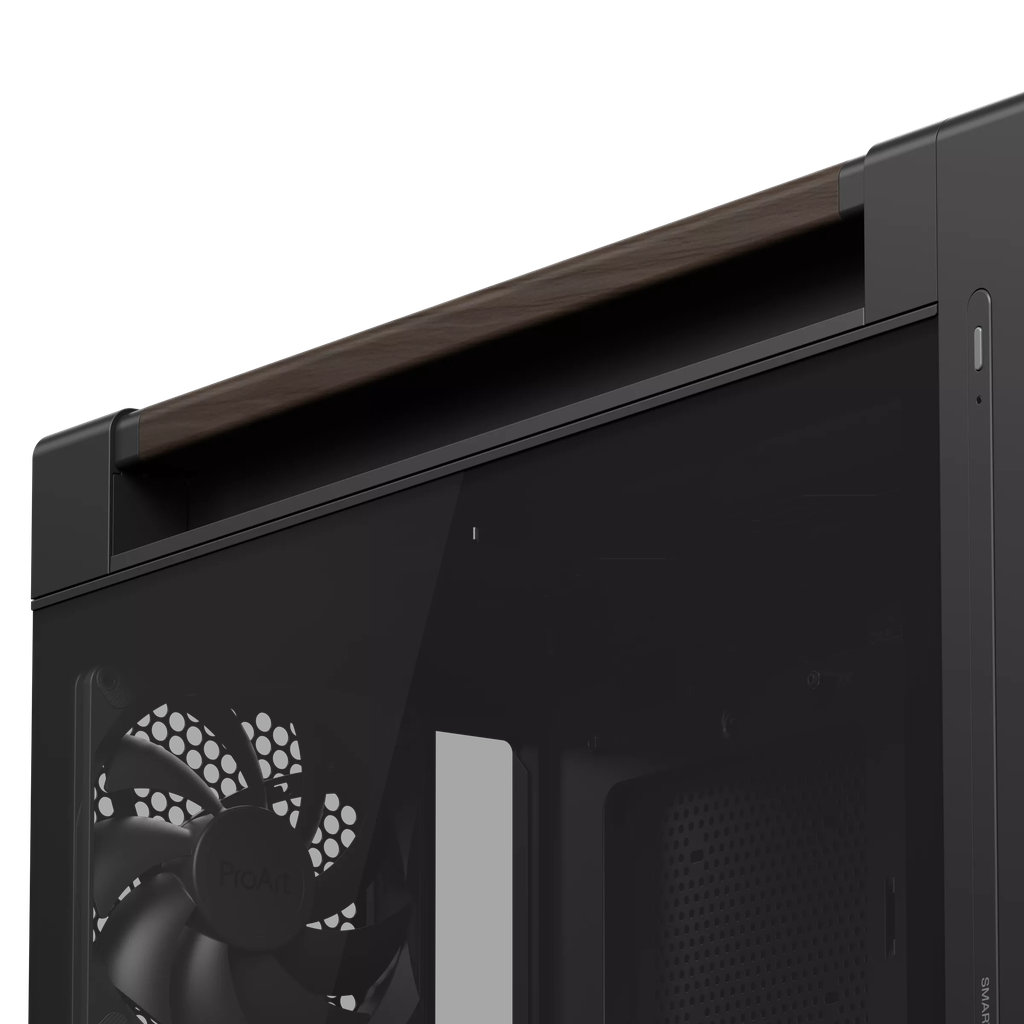 Case máy tính Asus ProArt PA602 Walnut Wood Edition Modern Black Tempered Glass