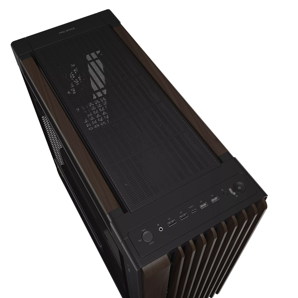 Case máy tính Asus ProArt PA602 Walnut Wood Edition Modern Black Tempered Glass
