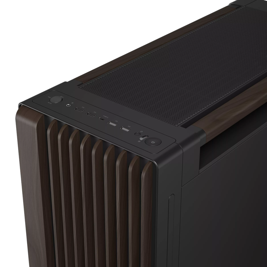 Case máy tính Asus ProArt PA602 Walnut Wood Edition Modern Black Tempered Glass