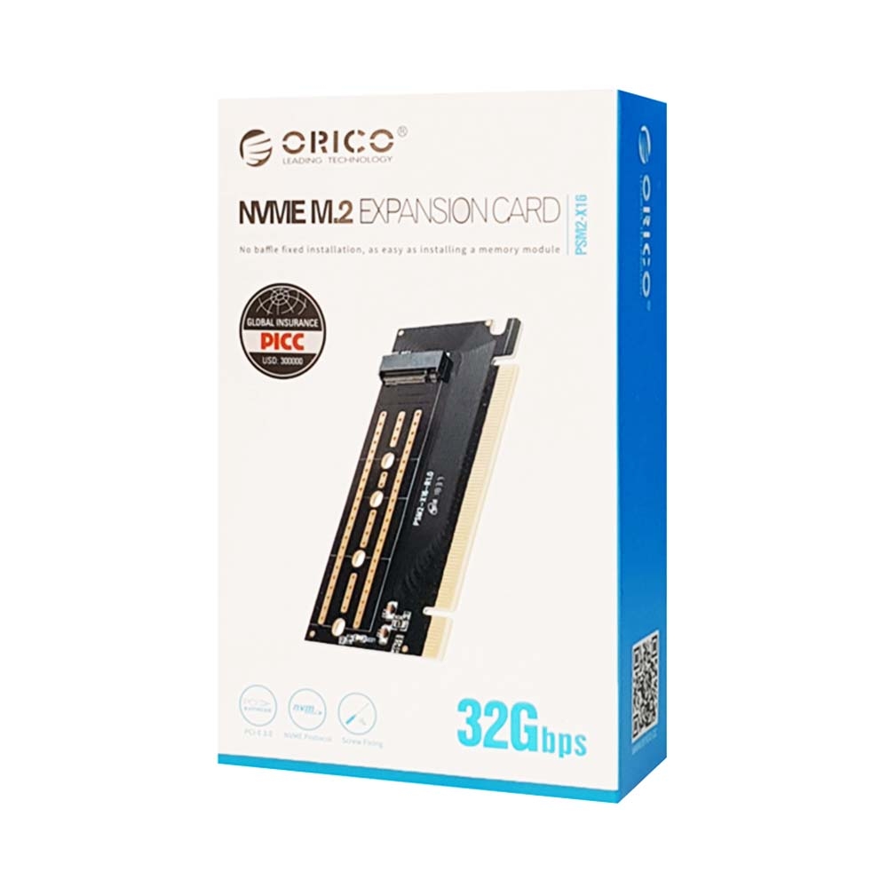 Adapter Orico chuyển đổi SSD M.2 PCIe Gen 3 x4 to PCI-E 3.0 x16 PSM2-X16