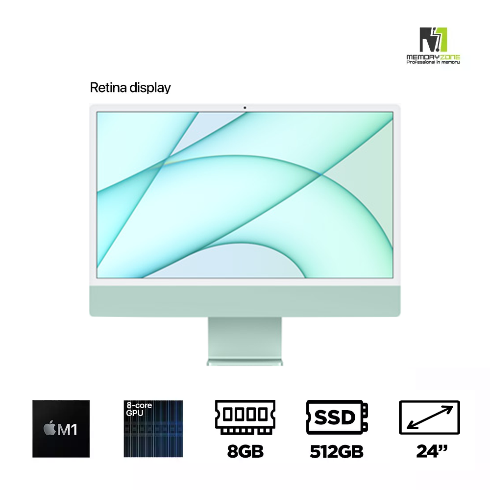 Apple iMac M1 24 Inch 2021 (Apple M1, 8-Cores GPU, Ram 8GB, SSD 512GB, 24 Inch Retina 4.5K)