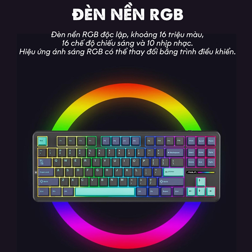 Bàn phím cơ AULA F87 RGB Hotswap (Leobog Sw)