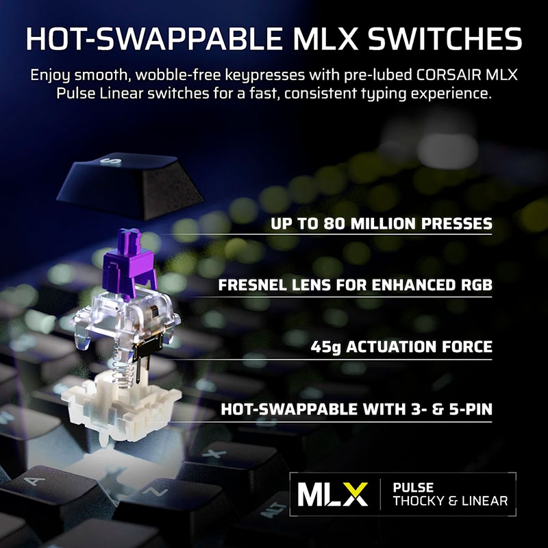 Bàn phím cơ Corsair Galleon 100 SD Stream Deck RGB Hotswap (Corsair MLX Sw)