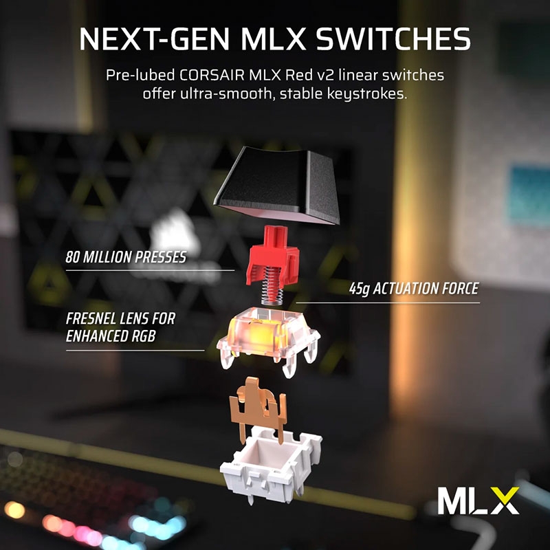 Bàn phím cơ Corsair K70 Core TKL RGB (Corsair MLX Sw) CH-911911E-NA